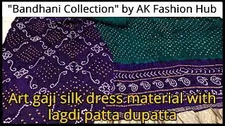 Bandhani dress set-205 | Art gaji silk dress material with lagdi patta dupatta