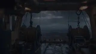 Night Ocean Waves Behind an Old Fishing Boat | Relaxing Sea Sounds for Deep Sleep & Stress Relief