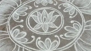 White lotus rangoli//Navaratri 5th day white rangoli//Navaratri big rangoli design -8//Latha kolam
