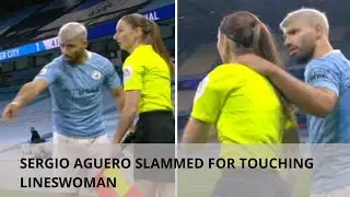 Sergio Aguero goes unpunished after grabbing assistant ref Sian Massey Ellis on the shoulder