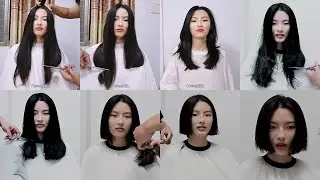Pretty Chinese girl long hair chopped to bob in steps at salon (1080p Remaster)