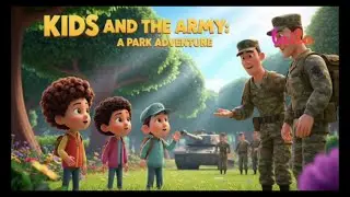 Kids and army in the park adventure