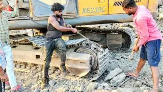 Excavator Track Repair: Field Challenges & Teamwork || Behtareen Team || On-Field Service Mode ⚙️