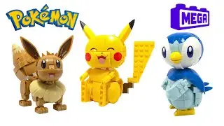 Building MEGA Pokemon Eevee, Pikachu & Piplup - LEGO Pok&eacute;mon Speed Build