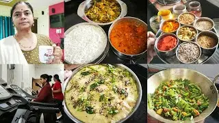 🚴BREAKFAST LUNCH TO NIGHT FULLDAY ROUTIN +lunch box idea, DHOKLA, SEM KI SABJI, DAL RICE IN COOKER