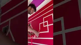 red colour wallpainting maskingtape walldesing 🎨🖌️ #short #shortfeed #explore #walldesing #wall