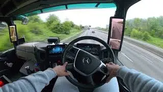 POV Driving Mercedes Actros  on motorway