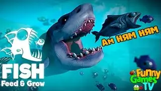 Я БОЛЬШАЯ ХИЩНАЯ РЫБА веселое видео   в необычной игре Feed and Grow Fish от Funny Games TV