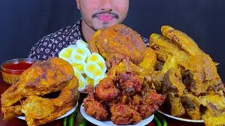 ASMR: Eating Whole Chicken Curry, Chicken Lolipop, Fish Fry, Mutton Curry with Rice || Eating Videos