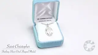 St. Christopher Sterling Silver Oval Shaped Medal HD