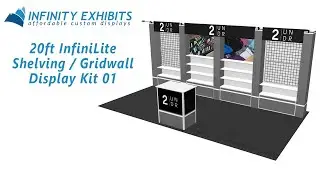 20ft InfiniLite Lightweight Shelving / Gridwall Display Kit 01 - Infinity Exhibits