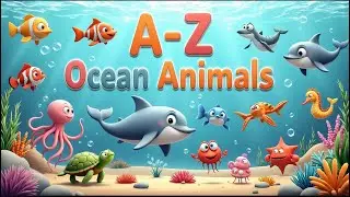 A&ndash;Z Ocean Animals Names for Kids | Learn Sea Animals Alphabet | Fun Kids Learning | KidsLearn Rhymes