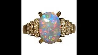 Red and Blue Opal and Diamond Ring 14k Gold | FlashOpal