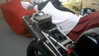 Ducati 748 track bike with 45mm Sil Moto race exhaust fitted