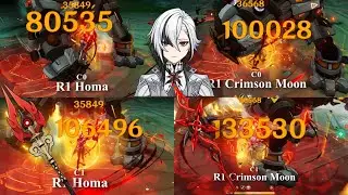 Arlecchino C0 Vs C1 | Staff of Homa Vs Crimson Moon Semblance | Genshin Impact