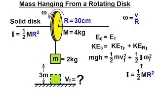 Physics 8.5   Rotational Kinetic Energy (18 of 19) Mass Hanging From a Rotating Disk
