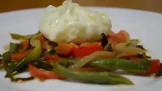 Poached eggs with sauteed vegetables
