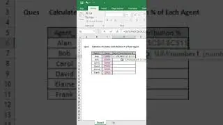 MIS Interview Q-11, calculate the sales contribution of each agent.#callcenter #exceltutorial #mis