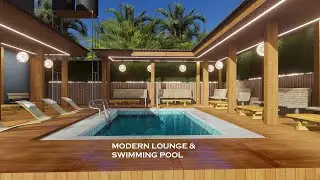CONTEMPORARY LOUNGE AND SWIMMING POOL FOR POOL PARTY