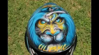 Custom Motorcycle Helmet Lion Airbrush Art