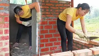Full video start to finish alone building bathroom and toilet with bricks and cement, Timelapse