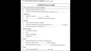 Junior cycle camp - IELTS Listening - Section 1