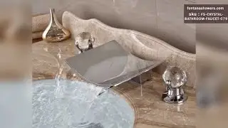 New Luxury LED Crystal Handle Waterfall Bathroom Widespread Faucet Sink Mixer Tap