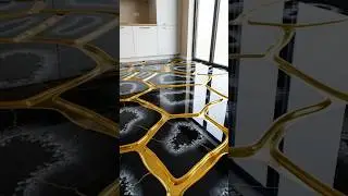 Black Geode Gold Veins Epoxy Floor &ndash; Dramatic Raised Metallic Quartz #epoxy #luxuryfloor #geodefloor