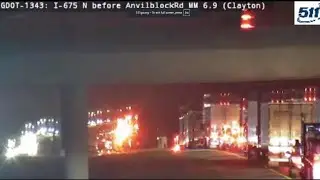 Brush fire on I-675 North in DeKalb