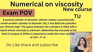 Numerical problem-6 on viscosity||#fluidmechanics