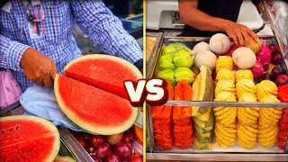 Two Fruit Cutting Masters | Who Has Better Skills?