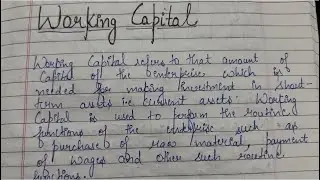 Working Capital |Types of Working Capital |Operating Cycle of Working Capital |