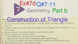 Ex#7d Q#7-11 part 2 | Construction of triangle| Chapter 7 Oxford New Countdown Book 5