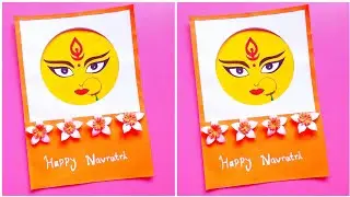 How to make Navratri greeting card|Durga Puja card making|Durga maa face card|Navratri card idea
