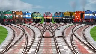 9️⃣ INDIAN TRAINS SLOWLY CROSSING 🔺 AT BIGGEST BUMPY CURVED RAILROAD TRACKS | train simulator 2018