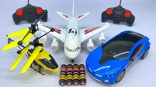 Radio Control RC Helicopter and 3D Light RC Car with a380 Model Aircraft Unboxing & Testing,Review 🚙