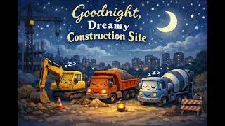 Goodnight Dreamy Construction Site - Bed time story for children, let's learn English from the site