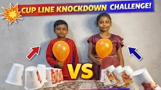 Cup Line Knockdown Challenge 😱 | Fun Family Game | Must Watch!