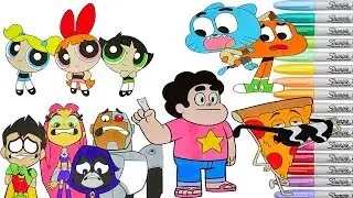 Cartoon Network Coloring Book Compilation Teen Titans Go Powerpuff Girls Gumball Rainbow Splash