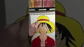 Luffy One Piece Anime oil pastel painting!🎨🖌️ My artwork!
