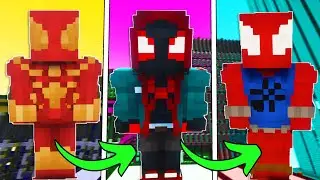 Spiderman No Way Home All Suits in Minecraft! Fisk Superhero Mod!
