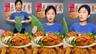 ASMR SPICY MUKBANG: Eating Crunchy Cucumber with Spicy Dipping Sauce & Seafood Noodles