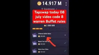 Tapswap 8 warren buffet rules video code || tapswap today video code || tapswap daily video code