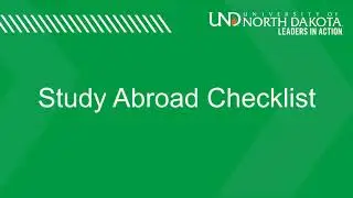 Study Abroad Checklist