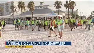 Dozens of volunteers show up to help cleanup Clearwater Beach