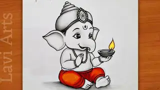 How to Draw Ganapti  Ganesh With Diya | diwali drawing | Easy Pencil Drawing | chitra | Happy diwali