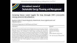 Iran's Water Crisis - Can 100% Renewable Desalination be a Solution?