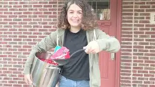 Halloween Social Distancing While Giving Out Trick Or Treat Candy