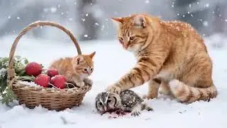 Ginger Mama&rsquo;s Heart 🐾 She Welcomes a Lonely Black Kitten #aicat #aicatvideo #catstory #catfamily
