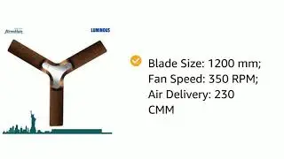 Luminous 1200MM New York Brooklyn 3 Blade Ceiling Fan (Ale Brown)  ₹2,499 MRP: ₹